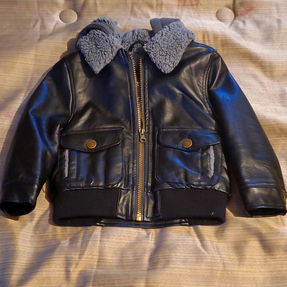 Kids Hoodie Leather Jacket